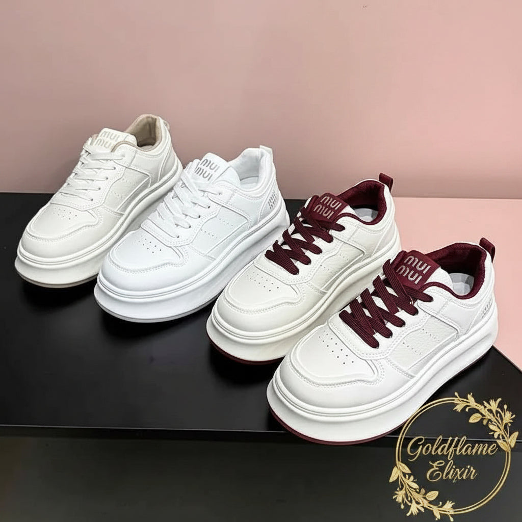 Comfort Meets Style with Our Round Toe Platform Sneakers - Goldflame Elixir