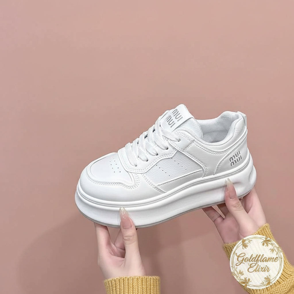 Comfort Meets Style with Our Round Toe Platform Sneakers - Goldflame Elixir