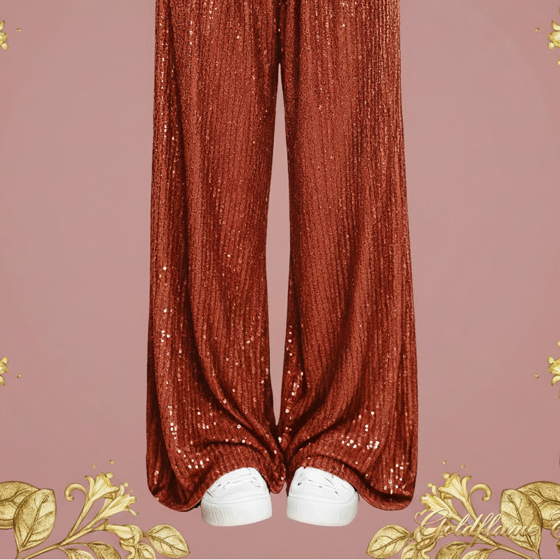 Sequin Wide-Leg Pants: Dazzle and Shine Anywhere You Go - Goldflame Elixir