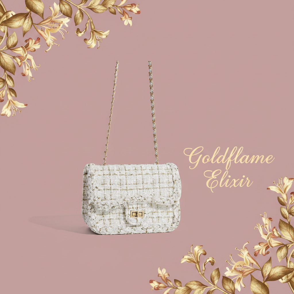 Tweed Chain Shoulder Bag - Elevate Your Style with Timeless Elegance - Goldflame Elixir