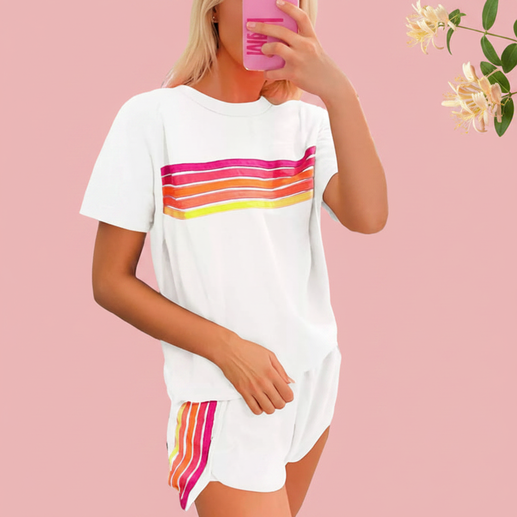 White Rainbow Stripe Set