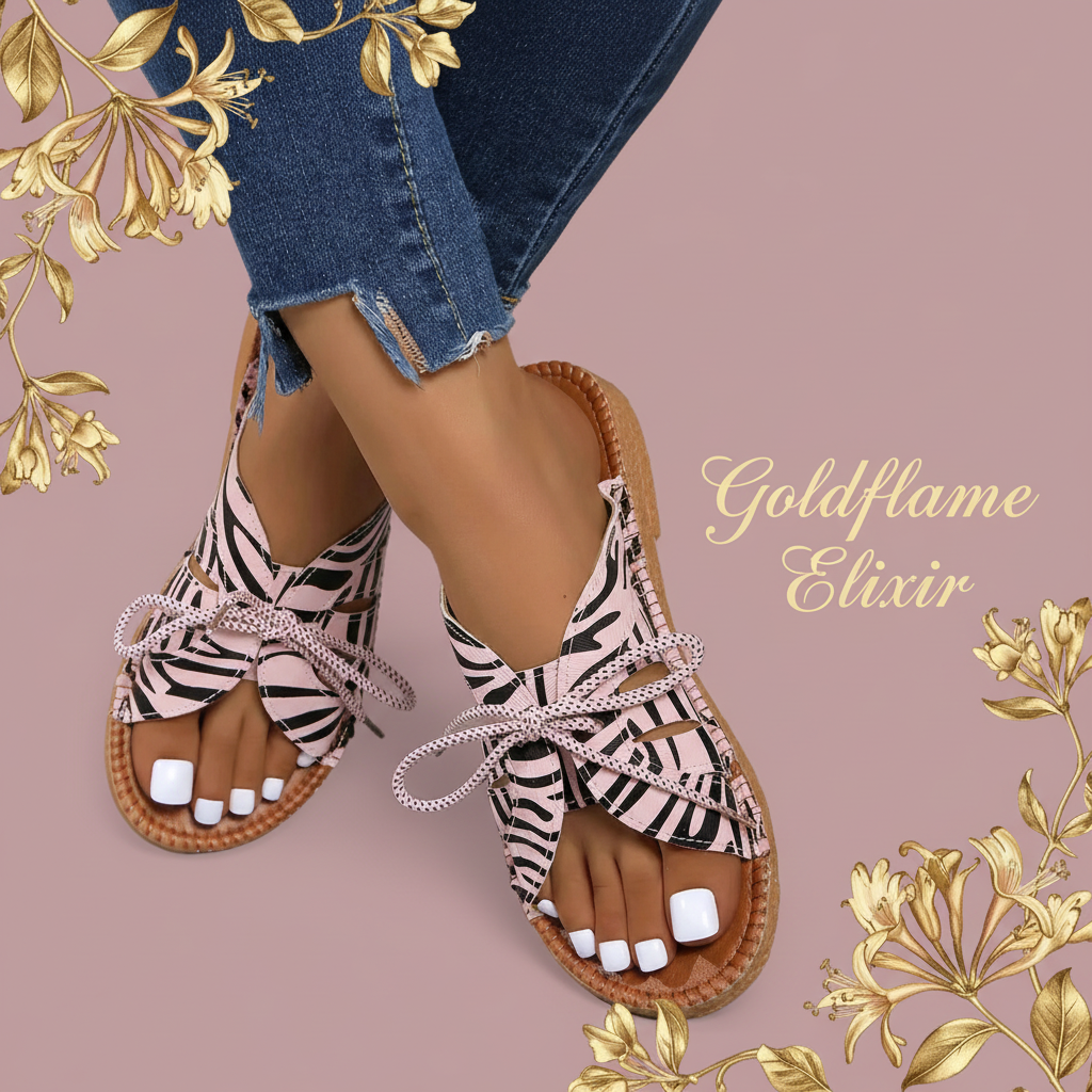 Stylish Printed Tied Flat Sandals for Effortless Summer Chic - Goldflame Elixir