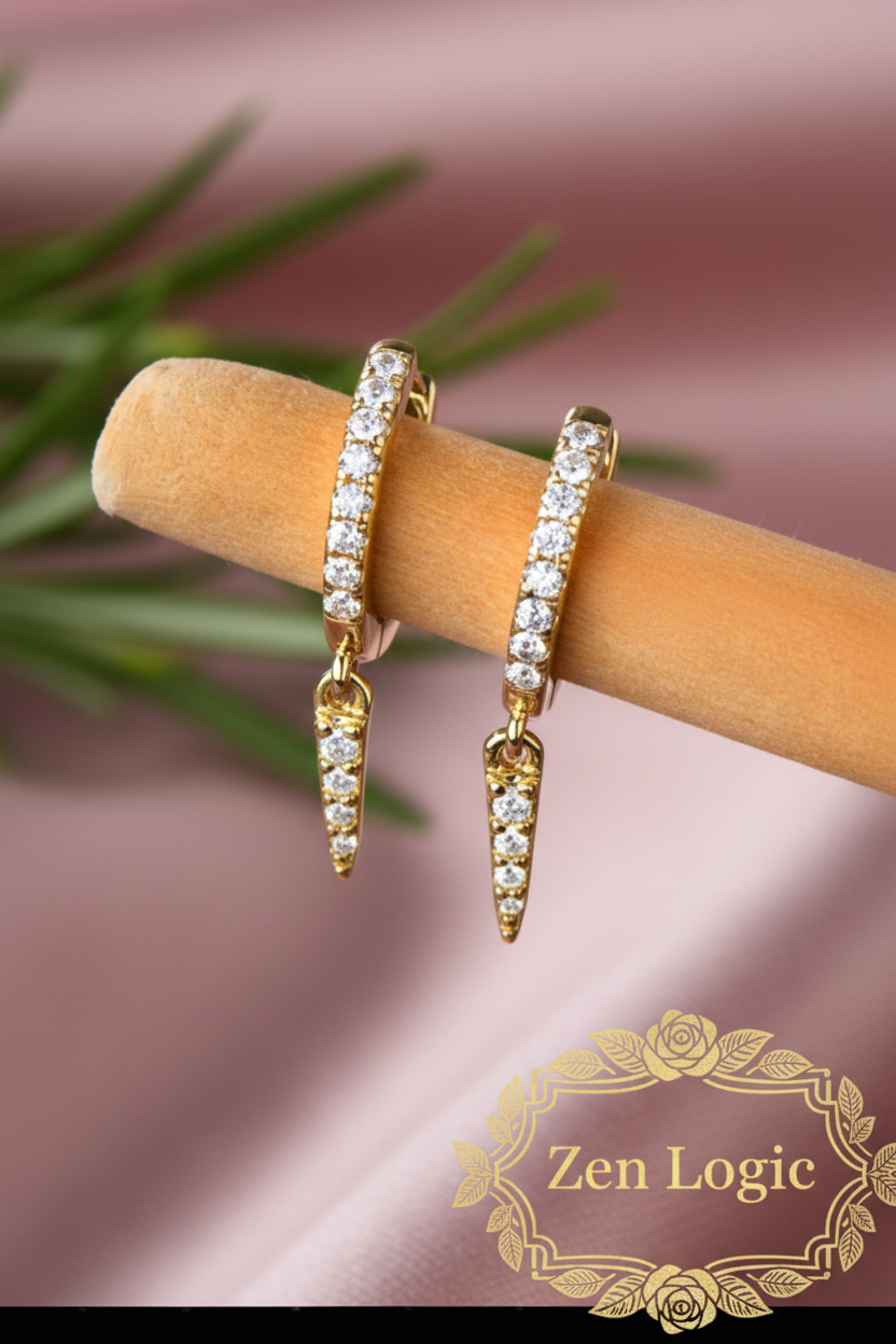 Moissanite 925 Sterling Silver Huggie Drop Earrings - Elegant & Timeless - Goldflame Elixir