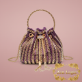 Rhinestone Embellished Bucket Crossbody Bag - Goldflame Elixir